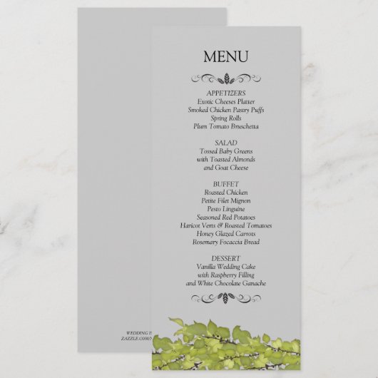 Trouwreceptie Menu Kaarten (Voorkant / Achterkant)