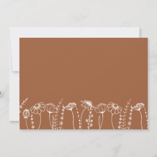 Trouwreceptie met wilde bloemen in verbrande oranj kaart (Achterkant)