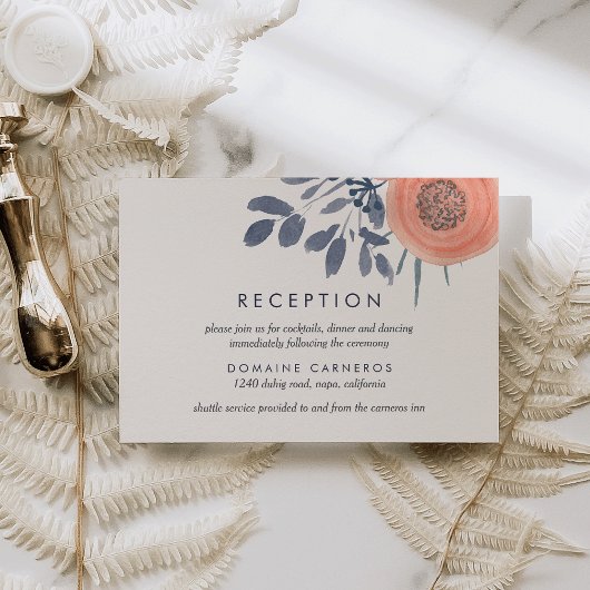 Trouwreceptie Peach Poppies Informatiekaartje