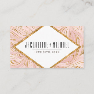Trouwreceptie Roos Gouden Glitter Marmeren Patroon Informatiekaartje