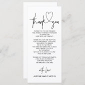 Trouwreceptie tafel Dank u plaats instelling Menu (Voorkant / Achterkant)