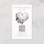 Trouwregister-Modern roze hart met bloemen Visitekaartje (Achterkant)