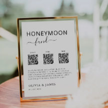 Trouwreis Fonds QR Code Bord, Huwelijk Honeymoon I