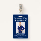 Trouwring Beveiliging Foto Blauwe Naam Badge (Voorkant met clip)