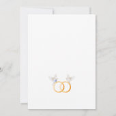 Trouwring handen vasthoudend zachte elegante trouw save the date (Achterkant)