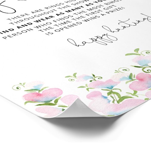 Trouwring Jacht Spel Bruidsfeest Bloemendeken Poster (Hoek)