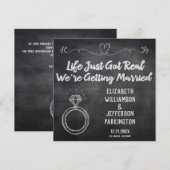 Trouwring Modern Krijtbord Save The Date (Voorkant / Achterkant)