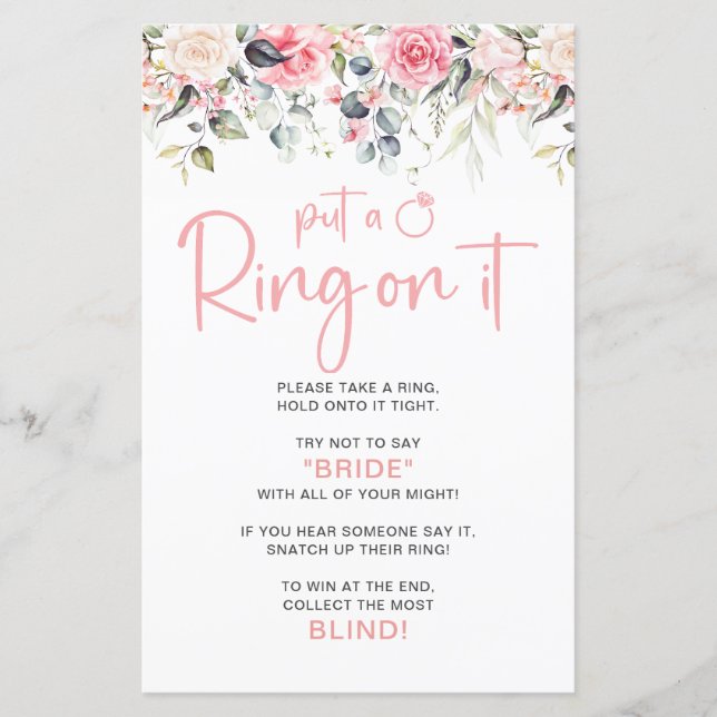 Trouwring Spel Bruidsshower (Voorkant)