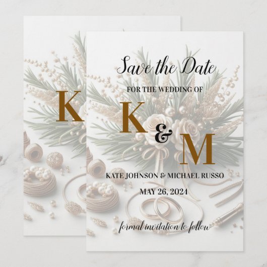 Trouwringen Eenvoudig Abstract Save The Date (Voorkant / Achterkant)