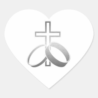 Trouwringen en Cross Art Hart Sticker