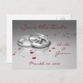 Trouwringen en harten Save the Date Briefkaarten (Voorkant / Achterkant)