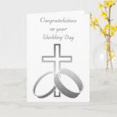 Trouwringen & kruis voor bruiloft en jubilea kaart (Gele Bloem)