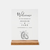 Trouwringen leuk bruiloft welkom acryl bord (Voorkant)