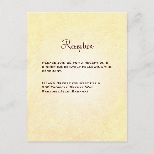 Trouwringen Op De Beach Reception Card Informatiekaartje (Achterkant)