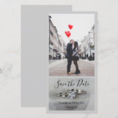 Trouwringen op Grijs Save the Date (Voorkant / Achterkant)