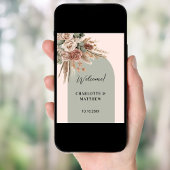 Trouwroze boogsalie groene taupe pampas rozen poster