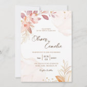 Trouwroze en bruine uitnodigingskaart kaart (Voorkant)