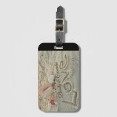 Trouwschelp op het strand, liefde in het zand bagagelabel (Voorkant (verticaal))