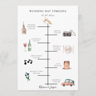 Trouwschema met Navy Blauwe Bloem Illustratie Programma