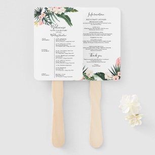 Trouwschema voor weekendhuwelijk Tropische bloemen Handwaaier