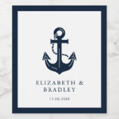 Trouwschepen Naam Navy Blauwe Aangepaste Boot Wijn Etiket (Enkel label)