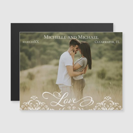 Trouwscript Bewaar de datum Fotomagneet (Voorkant / Achterkant)