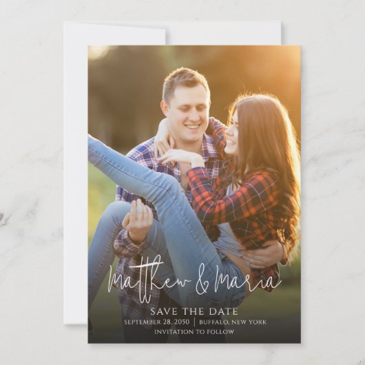 Trouwscript De datumfotosjabloon opslaan Save The Date (Voorkant)
