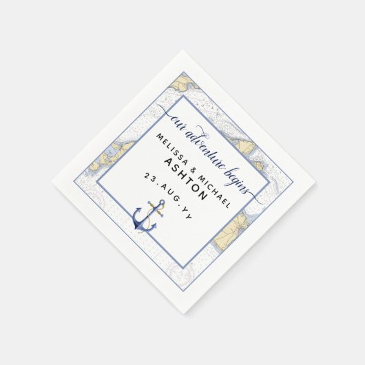 Trouwscript met zeemanschap typografie gedateerd servet (Hoek)