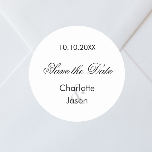 Trouwscript Save the Date Ronde Sticker