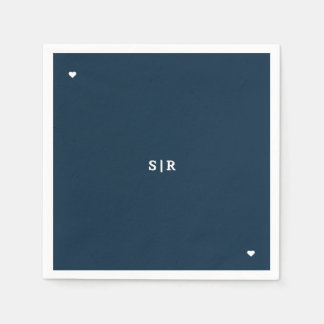 Trouwservet in marineblauw minimalistisch ontwerp servet