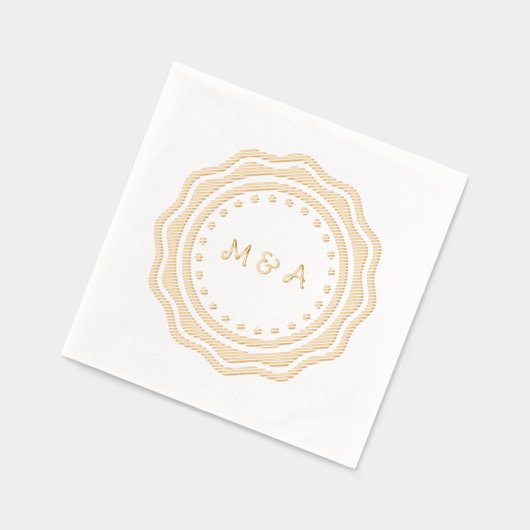 Trouwservet met gouden monogram. folie servetten (Links)