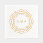 Trouwservet met gouden monogram. folie servetten (Voorkant)