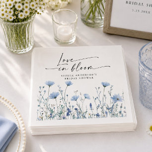 Trouwservetjes Love In Bloom Blauw Servet