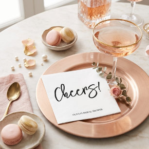 Trouwservetten met 'Cheers' en rustieke handletter Servet