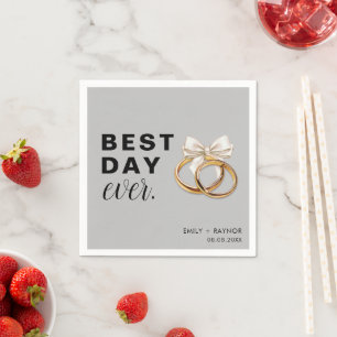 Trouwservetten met tekst Best Day Ever in grijs Servet