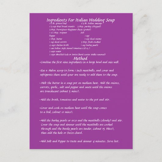 Trouwsoep Gift Recept KAART (Voorkant)