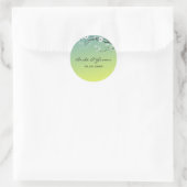Trouwsticker bloesemtak turkoois goud ronde sticker (Tas)
