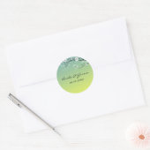 Trouwsticker bloesemtak turkoois goud ronde sticker (Envelop)
