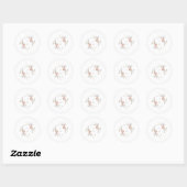 Trouwsticker met bloemig monogram in blushroze ronde sticker (Vel)