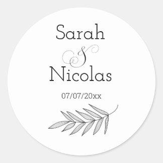 Trouwstickers gepersonaliseerd minimalistisch ronde sticker