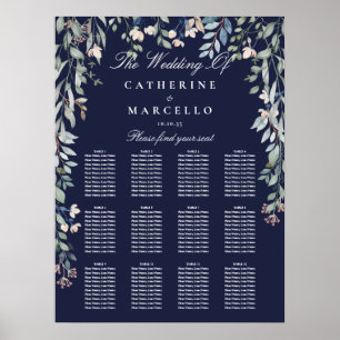 Trouwstoelindeling Grafiek met Wilde Bloemen in Ma Poster