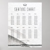 Trouwstoelindeling Nautisch 45x60 cm Grijs Wit Poster (Voorkant)