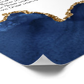 Trouwstoelindeling Navy en Goud Agate Poster (Hoek)