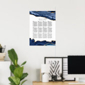 Trouwstoelindeling Navy en Goud Agate Poster (Thuiskantoor)