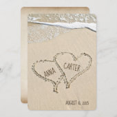 trouwstrand Harten met surf Kaart (Voorkant / Achterkant)