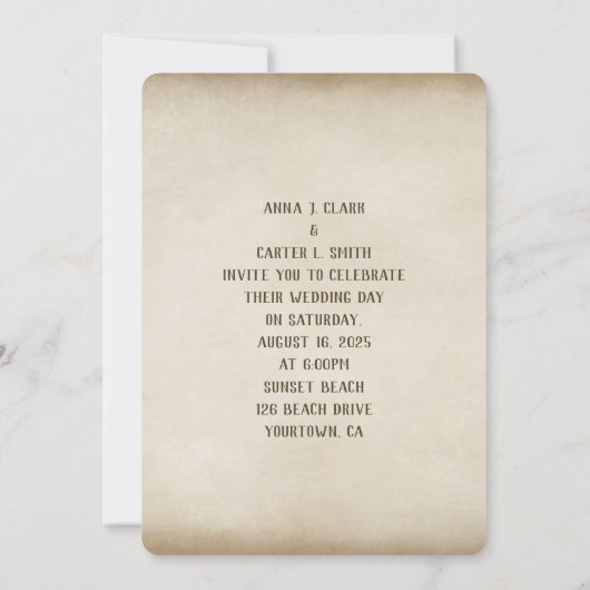 trouwstrand Harten met surf Kaart (Achterkant)