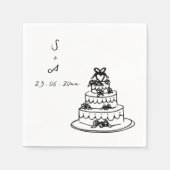 Trouwtaart Hand getrokken bruiloft Servet (Voorkant)