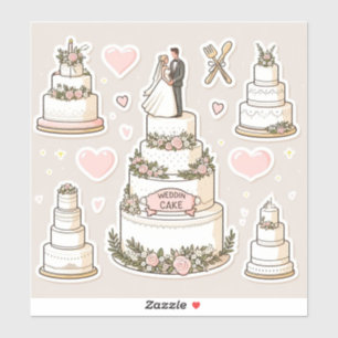 Trouwtaart illustraties in sticker vorm, op maat