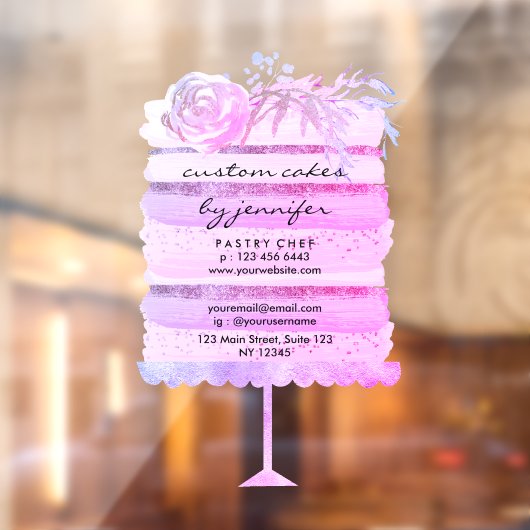 Trouwtaart knipsel roze event planner raamsticker (Vel 2)