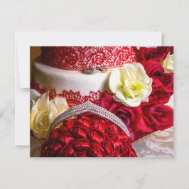 Trouwtaart met boeket en ringen kaart